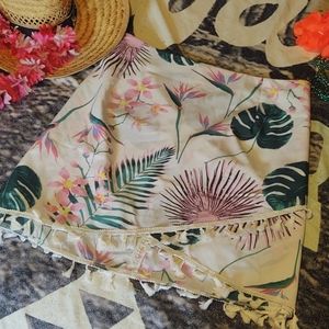 Tropical Print Faux Wrap Mini Skirt 3XL
